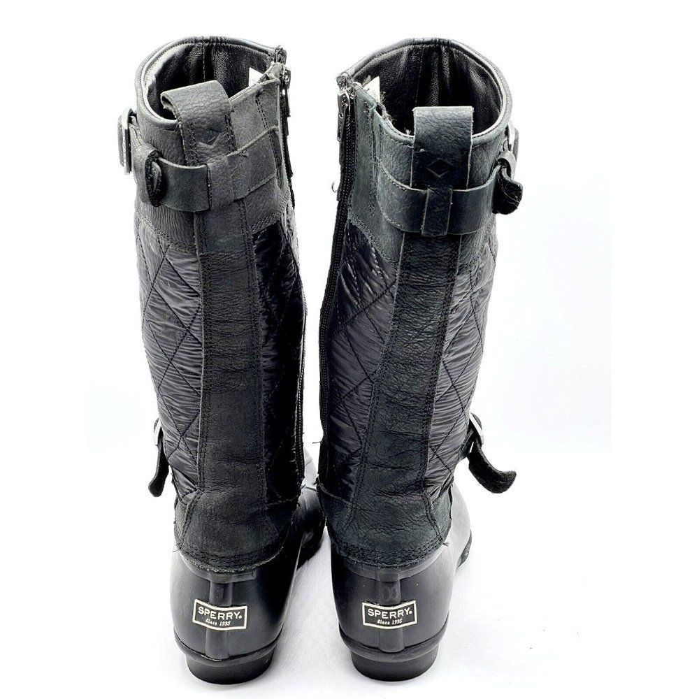 Sperry Saltwater Tall Buckle Nylon Quilt Rain Boot Black Women's Size 7.5 - Picture 8 of 10